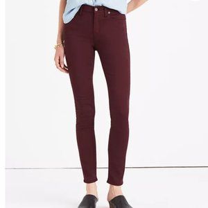 Madewell Maroon Skinny Sateen Jeans